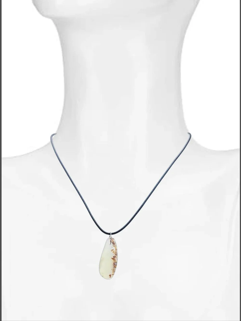 Glass Pendant w/ Natural Brown Inclusions & Cord Necklace NWOT
